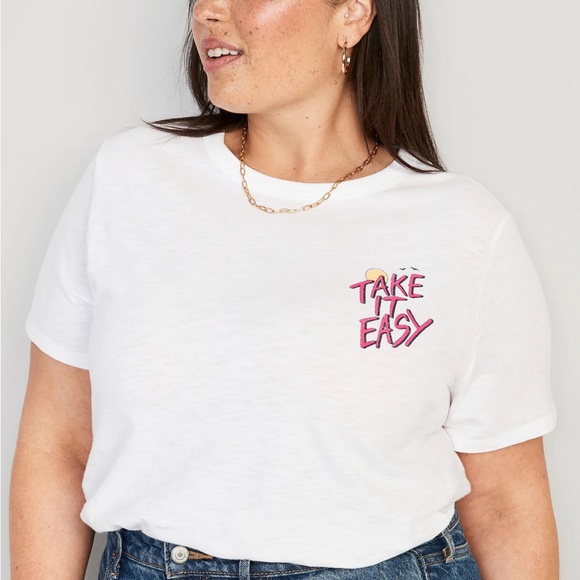 NWT OLD NAVY EveryWear Slub-Knit Graphic T-Shirt  Color: Calla Lilies - Picture 7 of 9